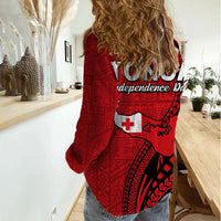 Tonga Independence Anniversary Women Casual Shirt Tongan Tribal Pattern Unique Version LT9 - Polynesian Pride