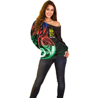 (Custom Personalised) New Caledonia Off Shoulder Sweater Emblem Nautilus Shell LT9 - Polynesian Pride