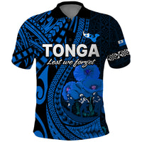 Tonga ANZAC Day Polo Shirt Lest We Forget Blue Version LT9 Blue - Polynesian Pride