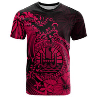 Polynesian Tahiti Island T Shirt The Wave of Water Pink LT9 Pink - Polynesian Pride