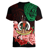 Vanuatu Women V Neck T Shirt Polynesian Floral Tribal LT9 - Polynesian Pride