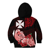 Wallis et Futuna Kid Hoodie Polynesian Floral Tribal LT9 Zip Hoodie Black - Polynesian Pride