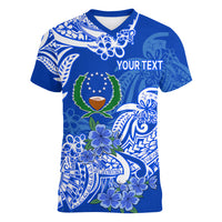 (Custom Personalised) FSM Pohnpei State Women V Neck T Shirt Polynesian Floral Tribal LT9 - Polynesian Pride