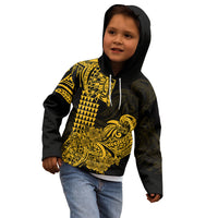 Hawaii Kakau Kid Hoodie Polynesian Floral Tribal Gold Version LT9 - Polynesian Pride