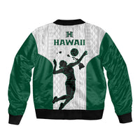 Hawaii Volleyball Sleeve Zip Bomber Jacket Hawaiian Kakau White Style LT14 - Polynesian Pride