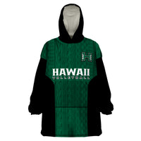 Hawaii Volleyball Wearable Blanket Hoodie Hawaiian Kakau Green Style LT14 Unisex One Size - Polynesian Pride