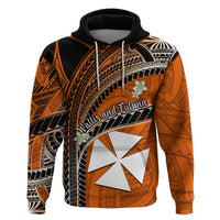 Custom Wallis and Futuna Hoodie Plumeria Flowers With Orange Polynesian Pattern LT14 - Polynesian Pride
