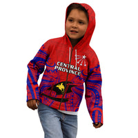 Papua New Guinea Kid Hoodie Central Province Mix Coat Of Arms Polynesian Art LT14 - Polynesian Pride