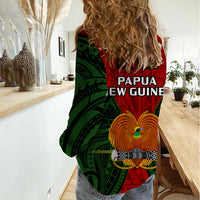 Papua New Guinea Women Casual Shirt Chimbu Province Mix Coat Of Arms Polynesian Art LT14 - Polynesian Pride
