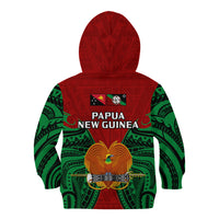 Papua New Guinea Kid Hoodie East New Britain Province Mix Coat Of Arms Polynesian Art LT14 Zip Hoodie Red - Polynesian Pride