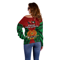 Papua New Guinea Off Shoulder Sweater East New Britain Province Mix Coat Of Arms Polynesian Art LT14 - Polynesian Pride