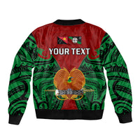 (Custom Personalised) Papua New Guinea Sleeve Zip Bomber Jacket East New Britain Province Mix Coat Of Arms Polynesian Art LT14 - Polynesian Pride