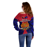 Papua New Guinea Off Shoulder Sweater West New Britain Province Mix Coat Of Arms Polynesian Art LT14 - Polynesian Pride