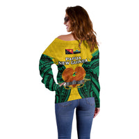 Papua New Guinea Off Shoulder Sweater Hela Province Mix Coat Of Arms Polynesian Art LT14 - Polynesian Pride