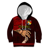 (Custom Personalised) Tonga Fathers Day Kid Hoodie Black Tongan Ngatu I Love You Dad LT14 Black - Polynesian Pride