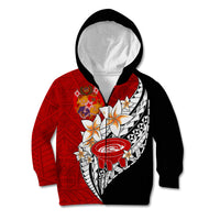 Tonga Kava Bowl Kid Hoodie Tongan Kupesi Ngatu Pattern Black LT14 - Polynesian Pride