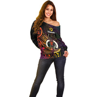 (Custom Personalised) Vanuatu Off Shoulder Sweater Kava Bowl Mix Polynesian Gradient Style LT14 - Polynesian Pride
