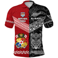 Tonga New Zealand Rugby Polo Shirt Mate Maa Ngatu and Maori All Black Together LT8 Kid - Polynesian Pride