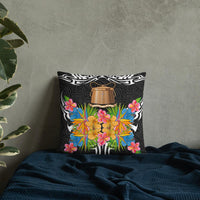 Tokelau Pillow - Coat Of Arms With Tropical Flowers - Polynesian Pride