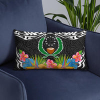 Pohnpei State Pillow - Coat Of Arms With Tropical Flowers - Polynesian Pride