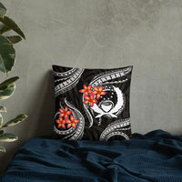 Pohnpei Micronesia - White Plumeria Pillow 18 x 18 Black - Polynesian Pride