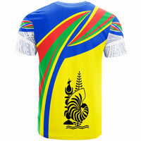 New Caledonia Custom T Shirt Handicraft Pattern With Flag Color I Love - Polynesian Pride