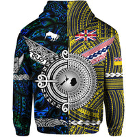 New Zealand Niue Zip Hoodie Maori and Polynesian Together Blue LT8 - Polynesian Pride