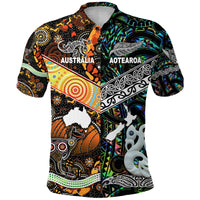 New Zealand Australia Polo Shirt Maori and Aboriginal Together Paua Shell LT8 - Polynesian Pride