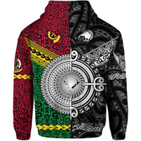 Custom Vanuatu New Zealand Hoodie Together Black LT8 - Polynesian Pride