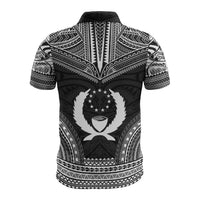 Pohnpei Polo Shirt Pohnpei Flag Polynesian Chief Tattoo Black Version - Polynesian Pride