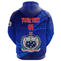 Custom Manu Samoa Rugby Hoodie Unique Version Full Blue, Custom Text and Number - Polynesian Pride