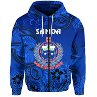 Custom Samoa Manu Zip Hoodie Rugby Unique Style Full Blue LT8 - Polynesian Pride