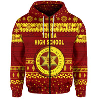 Tonga High School Christmas Zip Hoodie Simple Style LT8 - Polynesian Pride