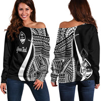 Guam Custom Personalised Women's Off Shoulder Sweater - White Polynesian Tentacle Tribal Pattern White - Polynesian Pride