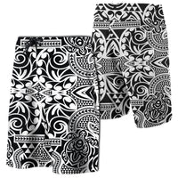 Hawaii Polynesian Tribal Turtle Board Shorts White Men White - Polynesian Pride