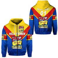 Custom Papua New Guinea Hela Wigmen Zip Hoodie Rugby Original Style, Custom Text and Number LT8 Unisex Blue - Polynesian Pride