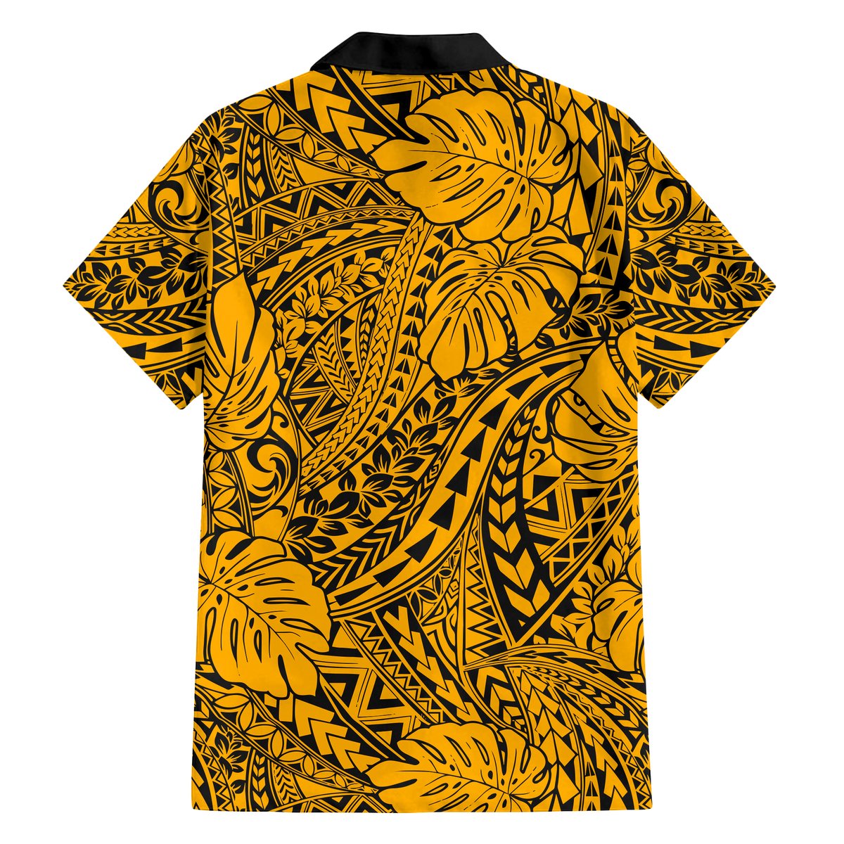 Hawaii Couples Matching Off Shoulder Long Sleeve Dress and Hawaiian Shirt Gold Polynesian Tribal Art LT14 - Polynesian Pride
