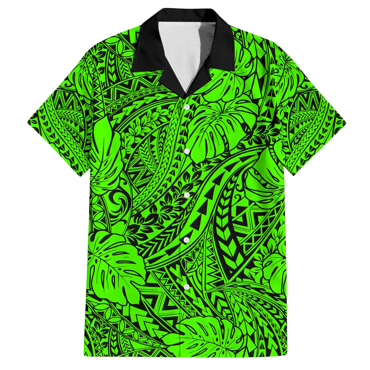 Green Hawaii Family Matching Off Shoulder Maxi Dress And Hawaiian Shirt Tribal Art LT14 - Polynesian Pride