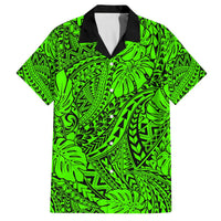 Green Hawaii Family Matching Off Shoulder Maxi Dress And Hawaiian Shirt Tribal Art LT14 - Polynesian Pride