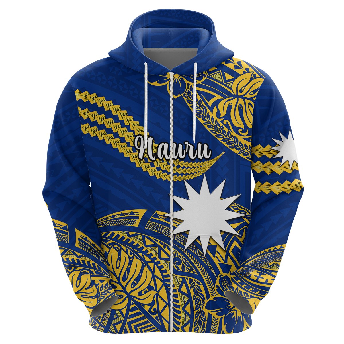 Nauru Polynesian Hibiscus Naoero Flag Color Hoodie LT14 - Polynesian Pride