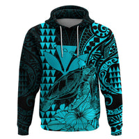 Custom Kakau Polynesian Tribal Hawaiian Turtle with Kanaka Maoli Teal Hoodie LT9 - Polynesian Pride