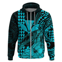 Kakau Polynesian Tribal Hawaiian Turtle with Kanaka Maoli Teal Hoodie LT9 - Polynesian Pride