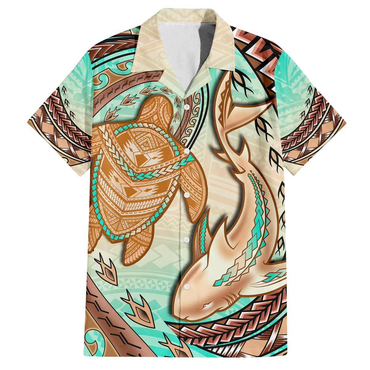 Hawaii Family Matching Outfits Polynesian Pride Summer Maxi Dress And Shirt Polynesian Shark Sea Turtle Dreamy LT14 Dad's Shirt - 5XL - Polynesian Pride