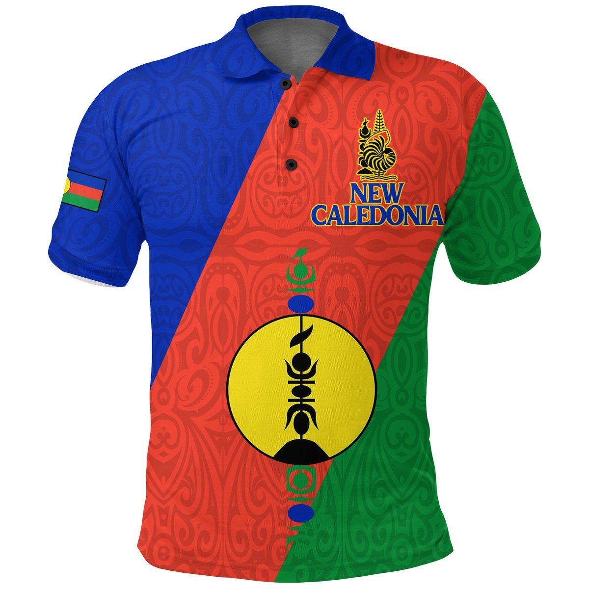 New Caledonia Polo Shirt Flag Style LT12 Red - Polynesian Pride