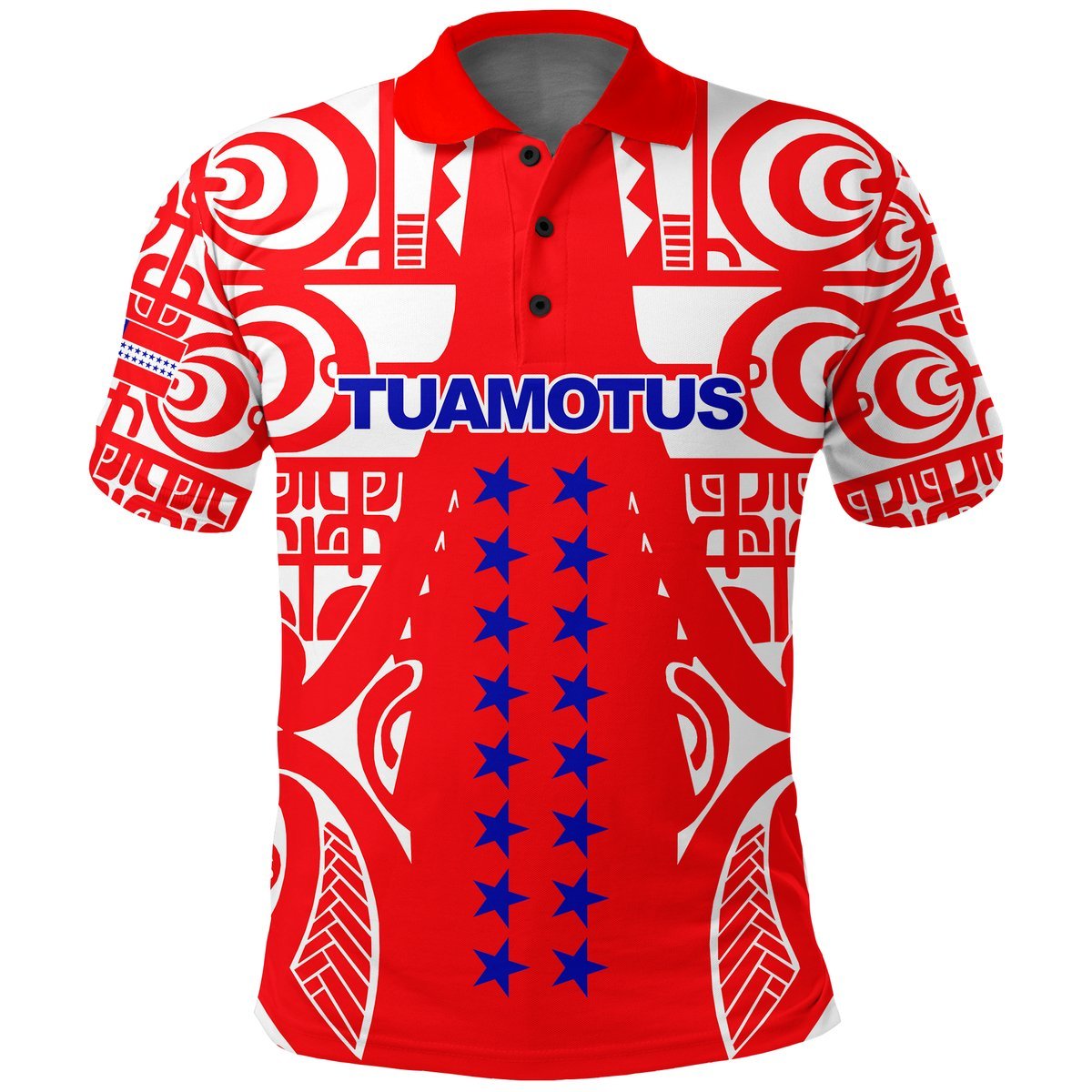 Tuamotu Archipelago Tribal Tattoo Polo Shirt LT12 Unisex Red - Polynesian Pride