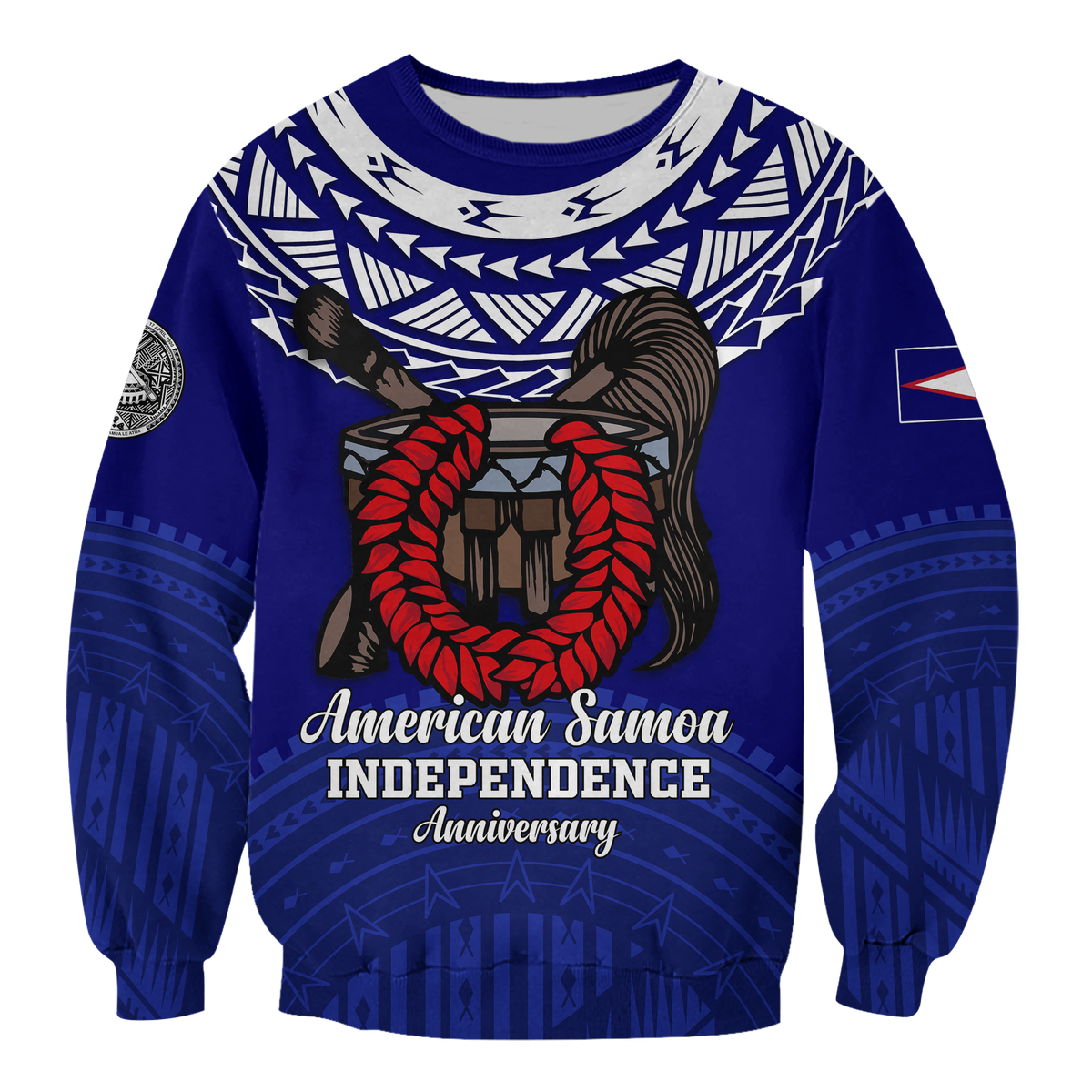 Custom American Samoa Independence Anniversary Pride Sweatshirt - LT12 Unisex Blue - Polynesian Pride
