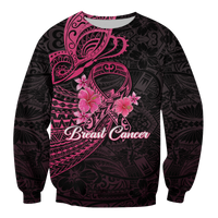 (Custom Personalised) Breast Cancer Pink Ribbon Butterfly Polynesian Black Version Sweatshirt - LT12 Unisex Blue - Polynesian Pride