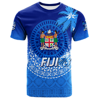 Fiji Tapa Tribal Coconut Tree T Shirt LT12 Unisex Blue - Polynesian Pride