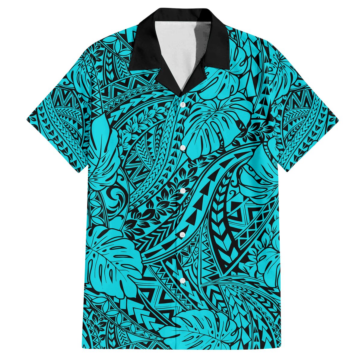 Turquoise Hawaii Family Matching Off Shoulder Maxi Dress And Hawaiian Shirt Tribal Art LT14 - Polynesian Pride