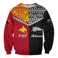 Papua New Guinea Combine New Zealand Maori Aotearoa Heritage Sweatshirt - LT12 Unisex Red - Polynesian Pride